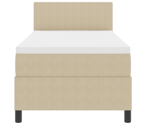 Cama con Box Spring  con Colchón Beige 90x200 cm Tela de Corduroy