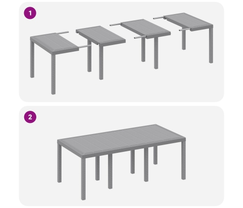 Juego de Comedor de Jardín de 7 Piezas con Cojines de Ratán Sintético Gris Claro