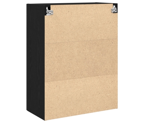 Gabinete Montado en la Pared con Puertas de Vidrio Roble Negro 69.5x34x90 cm