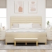 Cama Box Spring  con Colchón y Banco Crema 180x200 cm Tela