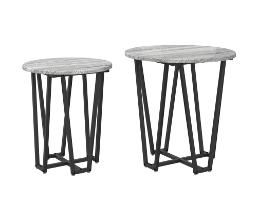 Mesa auxiliar  de 2 piezas en gris Sonoma, hecha de madera y metal