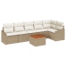 Conjunto de Sofá de Jardín de 7 Piezas con Cojines Beige Poliratán Acacia