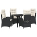 Set de Comedor de Jardín de 5 piezas con Cojines de Poliratán Negro