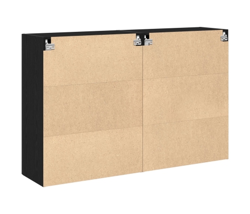 Gabinete Montado en la Pared Set de 2 Roble Negro Madera, Vidrio