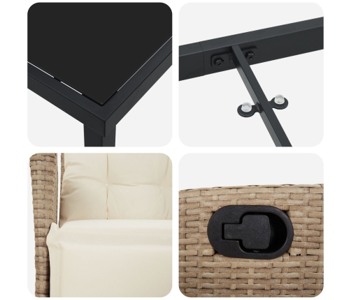 Juego de Comedor de Jardín de 3 Piezas Poliratán Beige