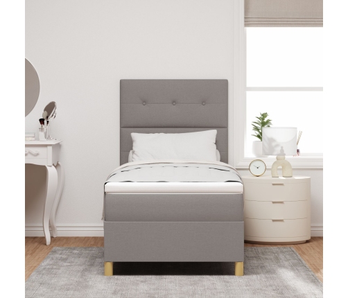 Cama Box Spring con Colchón  Taupe 90x200 cm en Tela