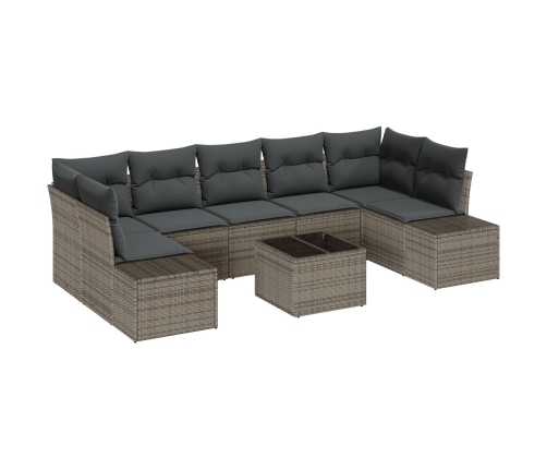 Conjunto de Sofás de Jardín  de 8 Piezas con Cojines Gris Polirratán