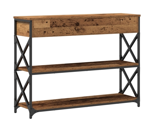 Mesa Consola  de Madera Vieja 100x28x75 cm de Madera Ingenierizada y Acero