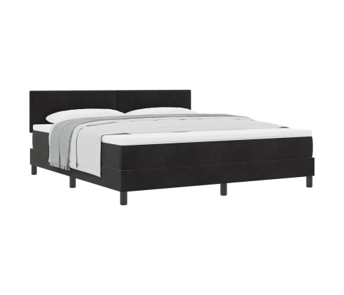 Cama con somier y colchón  Negro Super King Terciopelo