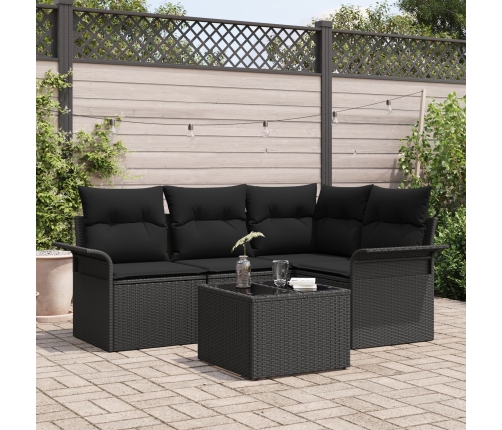 Conjunto de Sofá de Jardín de 5 Piezas con Cojines Beige Poliratán