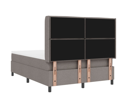 Cama box spring con colchón y LED Taupe 140x200 cm Tela