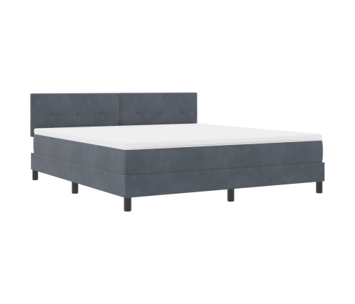 Cama Box Spring  con colchón gris oscuro Super King terciopelo