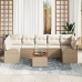 Set de Sofá de Jardín de 8 Piezas con Cojines Beige Poliratán