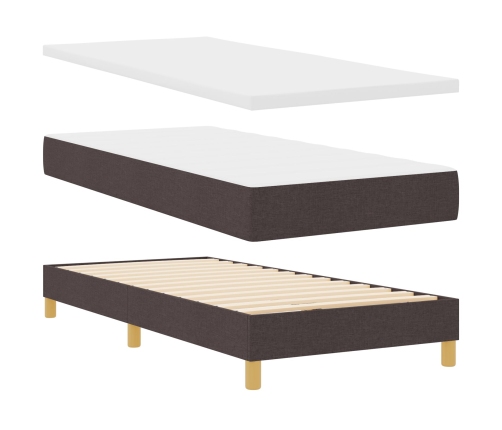 Cama con somier  con colchón marrón oscuro 100x200 cm Tela