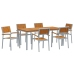 Conjunto de Comedor para Jardín  Conjunto de 7 Gris Metal Duradero