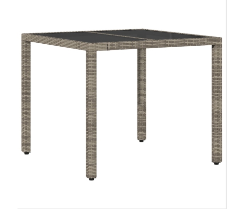 Conjunto de Comedor de Jardín de 5 Piezas con Cojines Gris de Poliratán