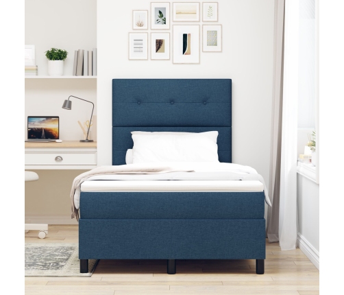 Cama con base de resortes  azul 120x200 cm tela
