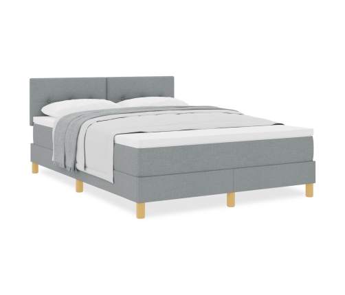 Cama con Box Spring  con Colchón Gris Claro 140x190 cm Tela