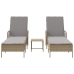 Conjunto de Tumbonas  Set de 3 Beige Ratán PE, metal Plegable