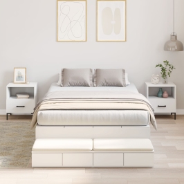 Cama con Almacenamiento  Blanca Madera Elaborada 120 x 190 cm