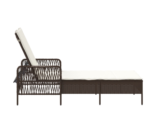 Tumbona Marrón y crema Ratán PE 157 x 55 x 92 cm Plegable