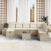 Juego de Sofá de Jardín  de 9 Piezas con Cojines Beige Poliratán