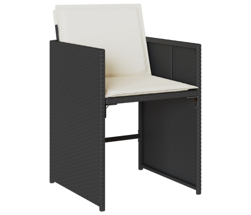 Conjunto de Comedor de Jardín de 9 Piezas con Cojines de Poliratán Negro