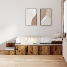 Marco de cama de almacenamiento de madera antigua 90x200 cm
