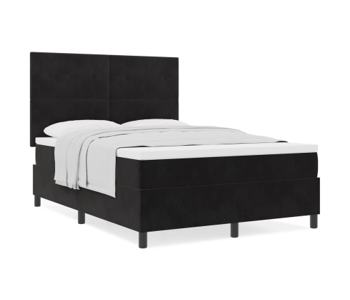 Cama con somier  y colchón Negro 140x200 cm Terciopelo