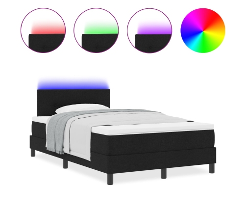 Estructura de Cama  con Colchón Negro y Blanco Tela 120 x 200 cm