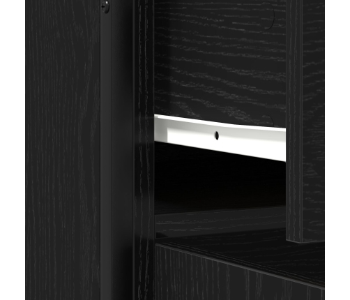 Aparador Negro de Roble 70x30x80 cm de Madera Ingenierizada y Acero