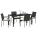 Juego de Comedor de Jardín de 5 Piezas  con Cojines Negro Poliratán