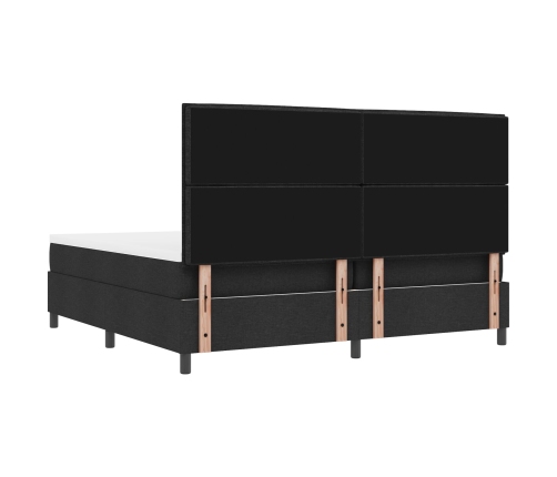 Cama de Base de Caja  con Colchón y Banco Negro 200x200 cm Tela