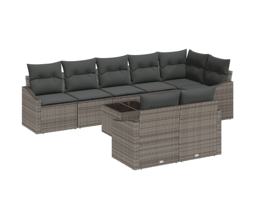Conjunto de comedor de jardín de 8 piezas con cojines Ratán sintético Negro