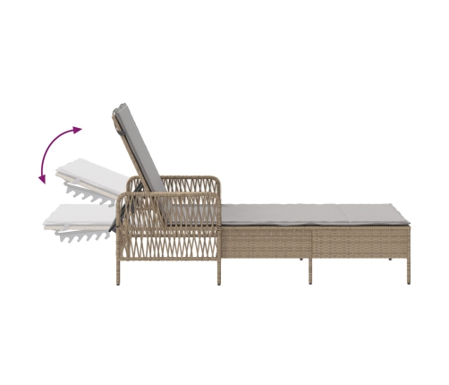 Tumbona Beige y gris claro Ratán PE 157 x 55 x 92 cm Plegable