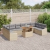 Conjunto de Sofá de Jardín de 11 Piezas con Cojines Beige Ratán Sintético