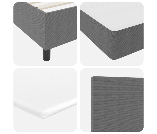 Cama con somier y colchón con luz LED gris 160x200 cm en tela de terciopelo