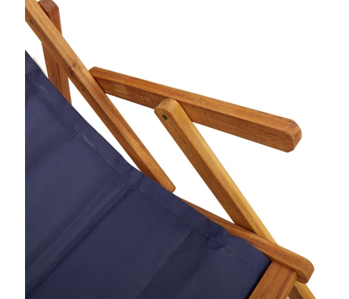 Sillas de Playa Plegables  2 pcs Azul Madera Maciza de Acacia y Textileno