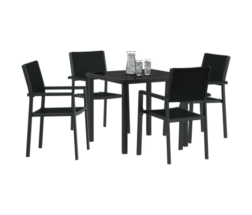 Set de comedor de jardín  de 5 piezas Negro Polyrattan
