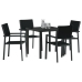 Set de comedor de jardín  de 5 piezas Negro Polyrattan