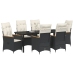 Conjunto de Comedor de Jardín de 7 Piezas con Cojines Ratán PE Negro