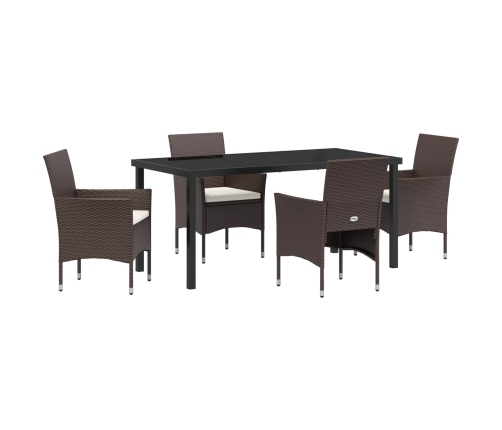 Conjunto de Comedor de Jardín  de 5 Piezas Marrón Poliratán