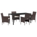 Conjunto de Comedor de Jardín  de 5 Piezas Marrón Poliratán