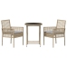Conjunto de Bistro de Jardín de 3 Piezas  con Cojines Beige de Poliratán