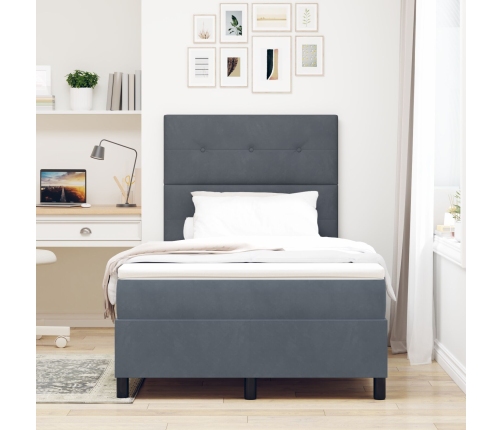 Cama con Box Spring y Colchón Gris Oscuro 120x200 cm de Terciopelo
