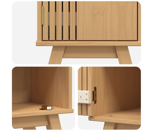 gabinete de baño  marrón 35x30x159 cm de madera maciza de pino