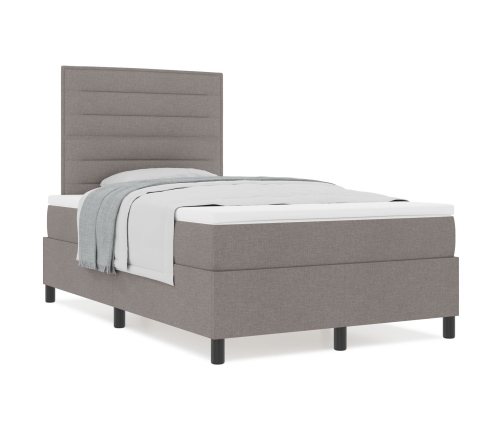 Cama Box Spring con Colchón Taupe 120x200 cm Tela