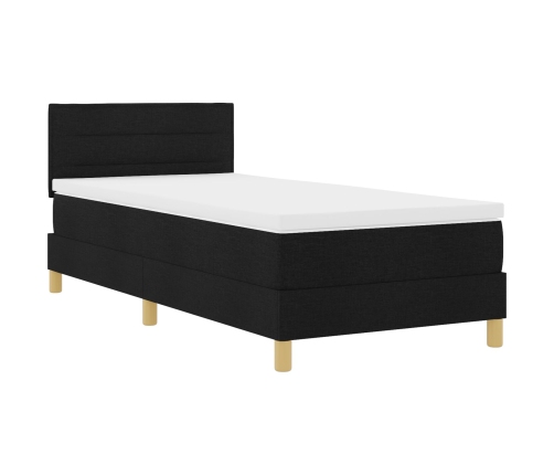 Cama Box Spring  con Colchón Negra 100x200 cm Tela