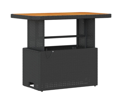 Conjunto de Comedor de Jardín de 3 Piezas con Cojines Negro de Poliratán y Acacia