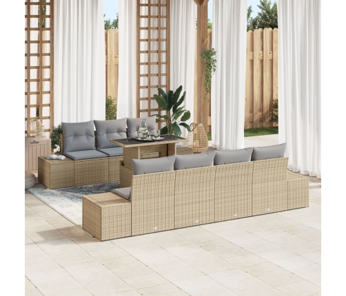 Juego de Sofá de Jardín Conjunto de 8 Beige Ratán